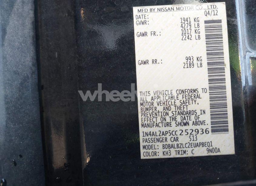 Photo 9 of 2012 Nissan Altima 2.5 S (VIN 1N4AL2AP5CC252936)