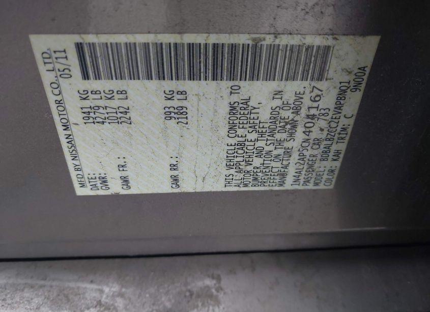 Photo 9 of 2012 Nissan Altima 2.5 SL (VIN 1N4AL2AP5CN404167)