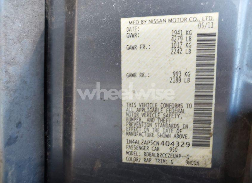 Photo 9 of 2012 Nissan Altima 2.5 S (VIN 1N4AL2AP5CN404329)