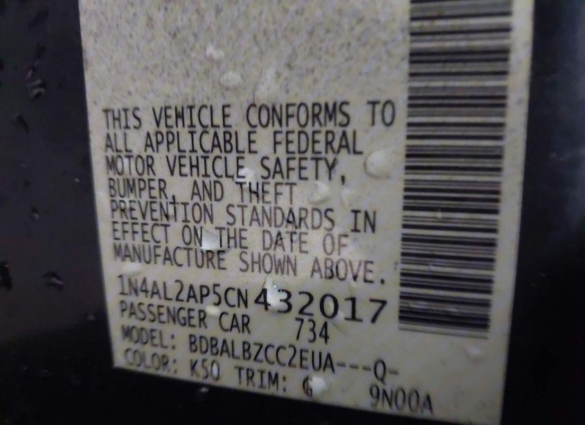 Photo 9 of 2012 Nissan Altima 2.5 S (VIN 1N4AL2AP5CN432017)