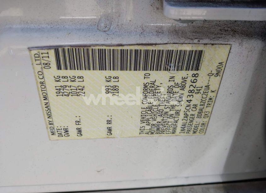 Photo 9 of 2012 Nissan Altima 2.5 S (VIN 1N4AL2AP5CN438268)