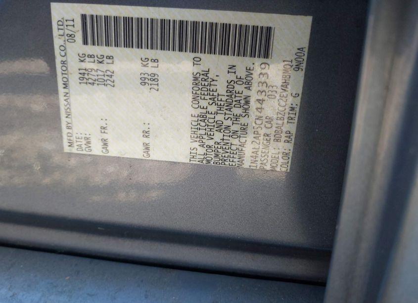 Photo 9 of 2012 Nissan Altima 2.5 S (VIN 1N4AL2AP5CN443339)