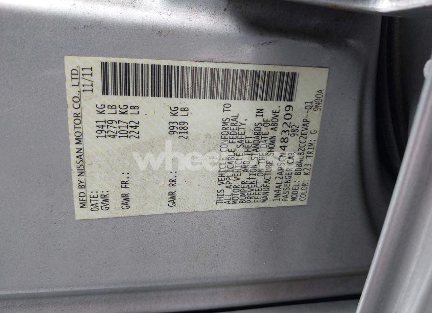 Photo 9 of 2012 Nissan Altima 2.5 S (VIN 1N4AL2AP5CN483209)