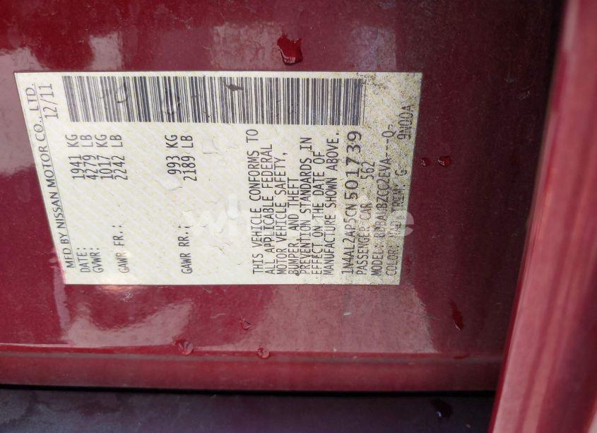 Photo 9 of 2012 Nissan Altima 2.5 S (VIN 1N4AL2AP5CN501739)