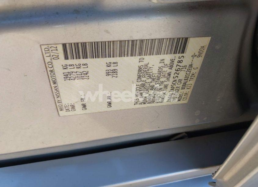 Photo 9 of 2012 Nissan Altima 2.5 S (VIN 1N4AL2AP5CN526785)