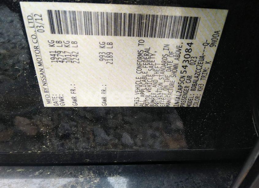 Photo 9 of 2012 Nissan Altima 2.5 (VIN 1N4AL2AP5CN543084)