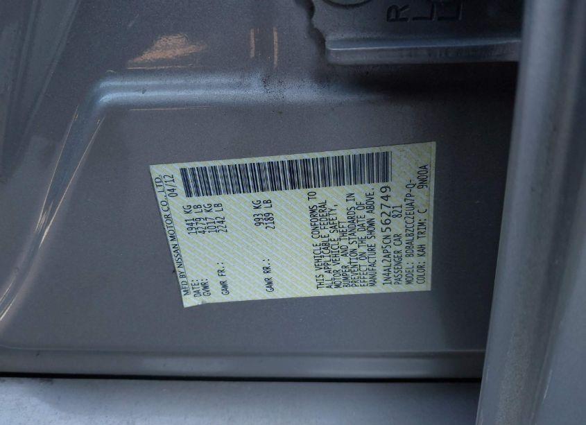 Photo 9 of 2012 Nissan Altima 2.5 S (VIN 1N4AL2AP5CN562749)