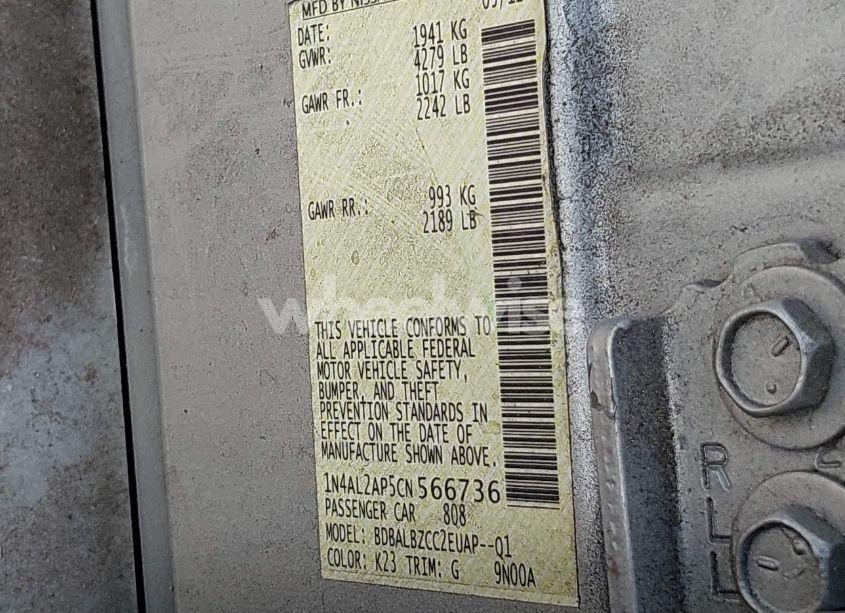 Photo 9 of 2012 Nissan Altima 2.5 S (VIN 1N4AL2AP5CN566736)