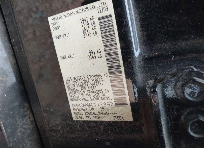 Photo 9 of 2010 Nissan Altima 2.5 S (VIN 1N4AL2AP6AC112892)