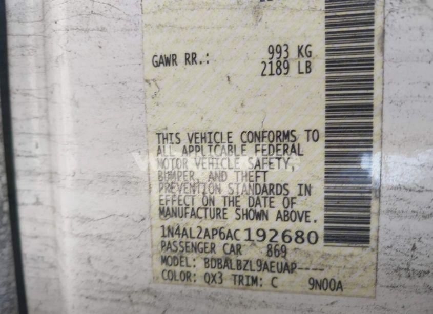 Photo 9 of 2010 Nissan Altima 2.5 S (VIN 1N4AL2AP6AC192680)