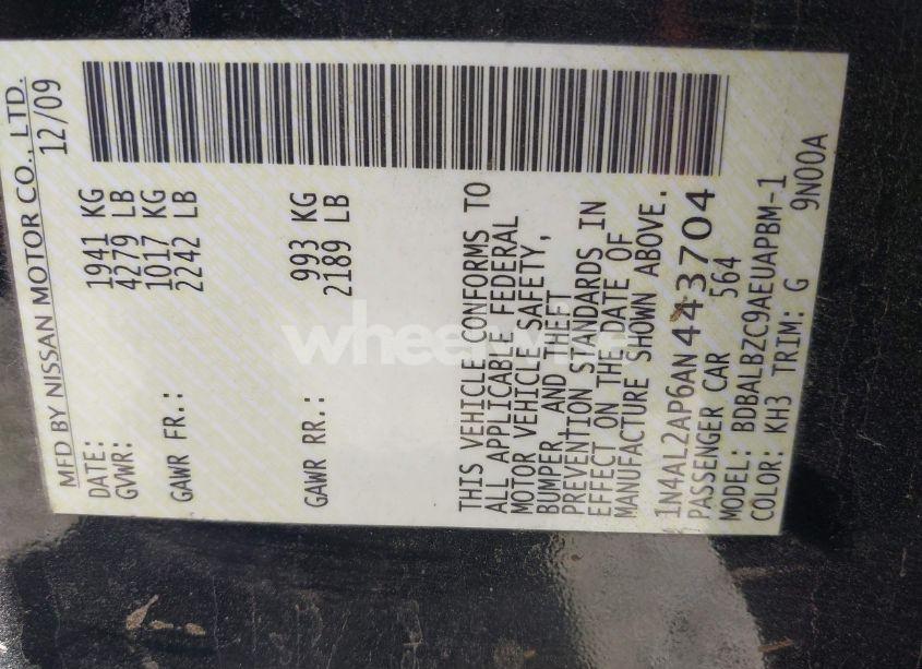 Photo 9 of 2010 Nissan Altima 2.5 S (VIN 1N4AL2AP6AN443704)