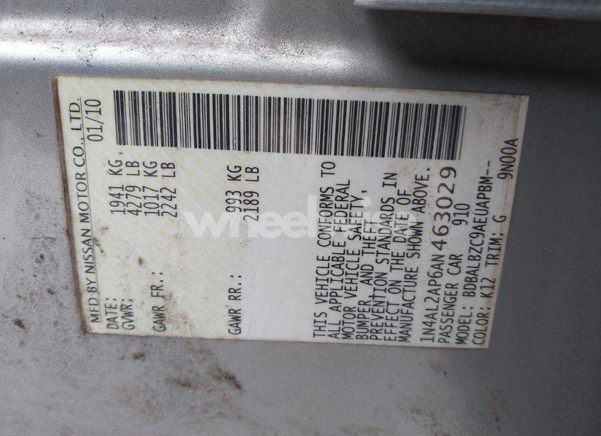 Photo 9 of 2010 Nissan Altima 2.5 S (VIN 1N4AL2AP6AN463029)