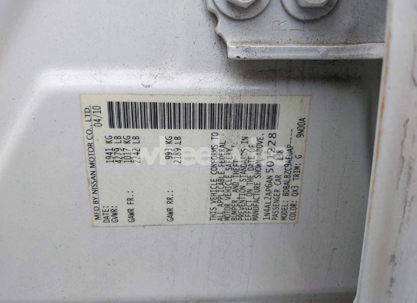 Photo 9 of 2010 Nissan Altima 2.5 S (VIN 1N4AL2AP6AN501228)