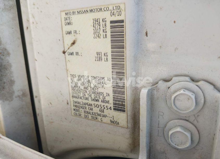 Photo 9 of 2010 Nissan Altima 2.5 S (VIN 1N4AL2AP6AN505554)