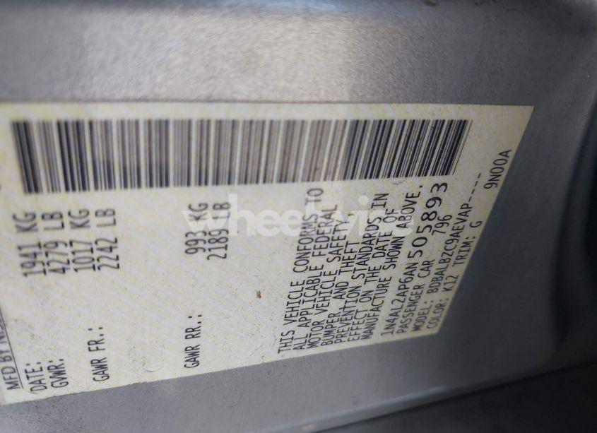 Photo 9 of 2010 Nissan Altima 2.5 S (VIN 1N4AL2AP6AN505893)