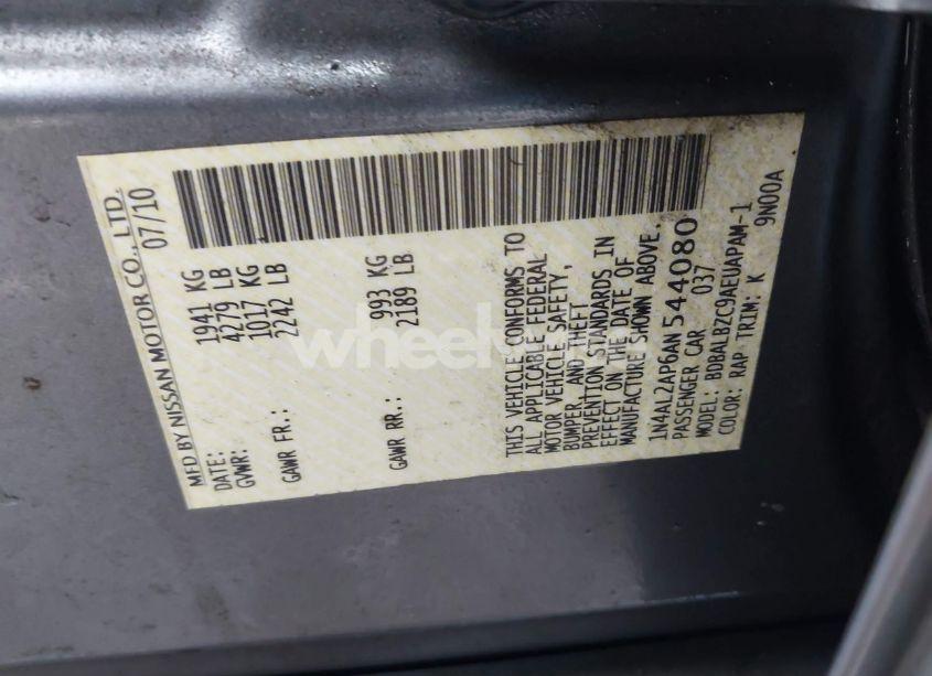 Photo 9 of 2010 Nissan Altima 2.5 S (VIN 1N4AL2AP6AN544080)