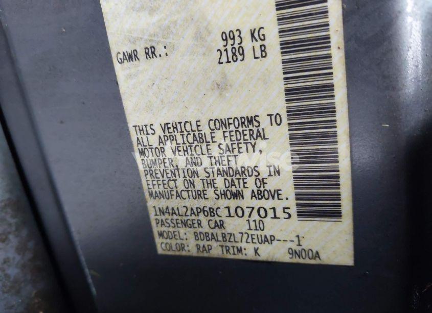 Photo 9 of 2011 Nissan Altima 2.5 S (VIN 1N4AL2AP6BC107015)