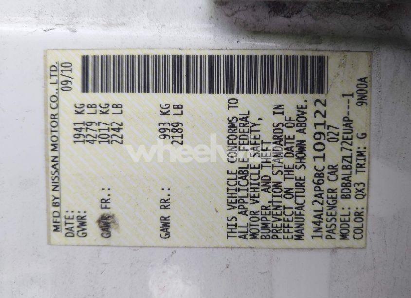 Photo 9 of 2011 Nissan Altima 2.5 S (VIN 1N4AL2AP6BC109122)