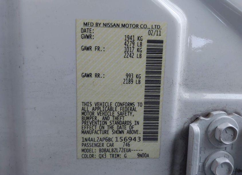 Photo 9 of 2011 Nissan Altima 2.5 S (VIN 1N4AL2AP6BC156943)