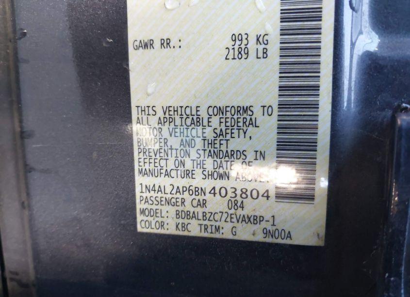 Photo 9 of 2011 Nissan Altima 2.5 S (VIN 1N4AL2AP6BN403804)