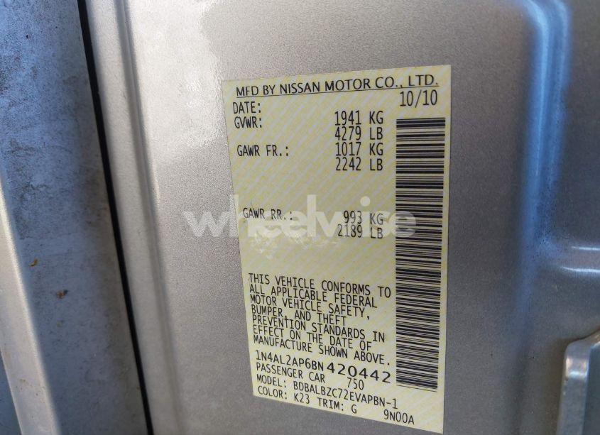 Photo 9 of 2011 Nissan Altima 2.5 S (VIN 1N4AL2AP6BN420442)