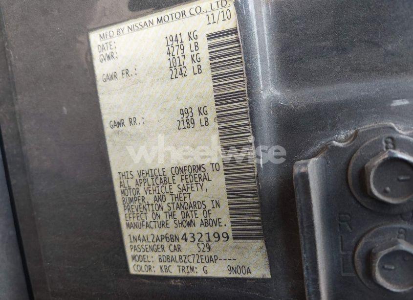 Photo 9 of 2011 Nissan Altima 2.5 S (VIN 1N4AL2AP6BN432199)