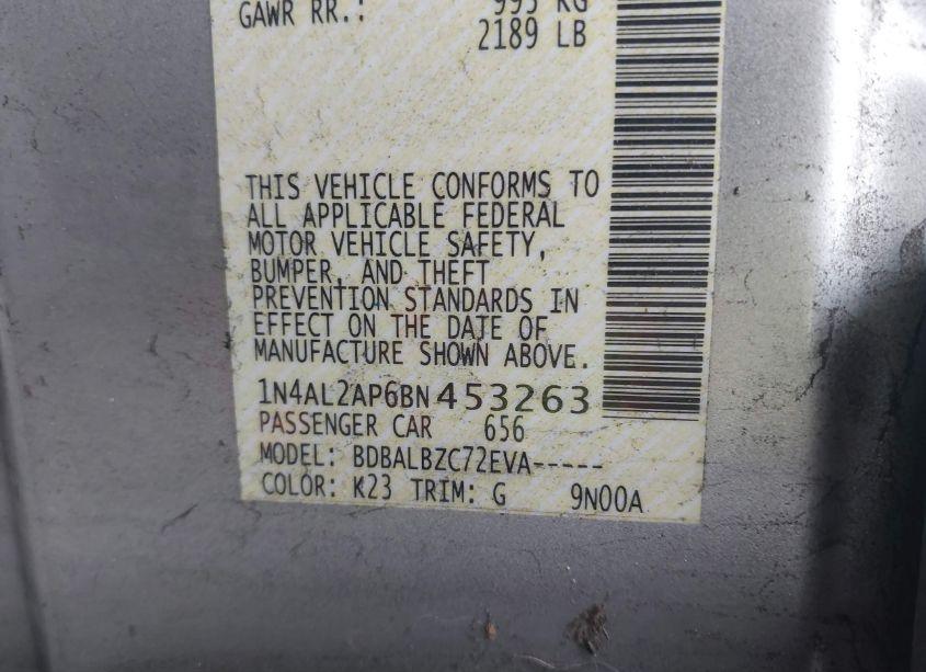 Photo 9 of 2011 Nissan Altima 2.5 S (VIN 1N4AL2AP6BN453263)