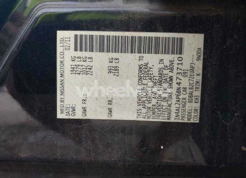 Photo 9 of 2011 Nissan Altima 2.5 S (VIN 1N4AL2AP6BN473710)