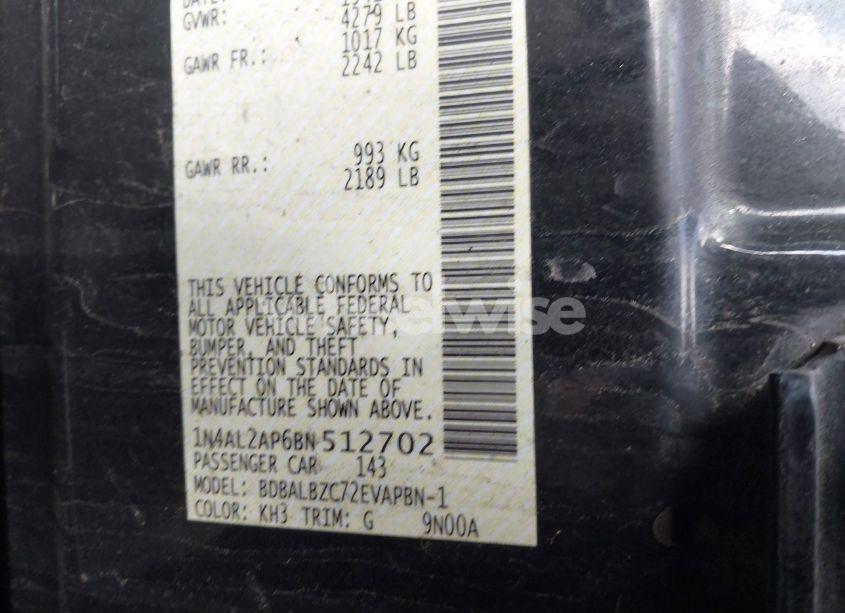 Photo 9 of 2011 Nissan Altima 2.5 S (VIN 1N4AL2AP6BN512702)