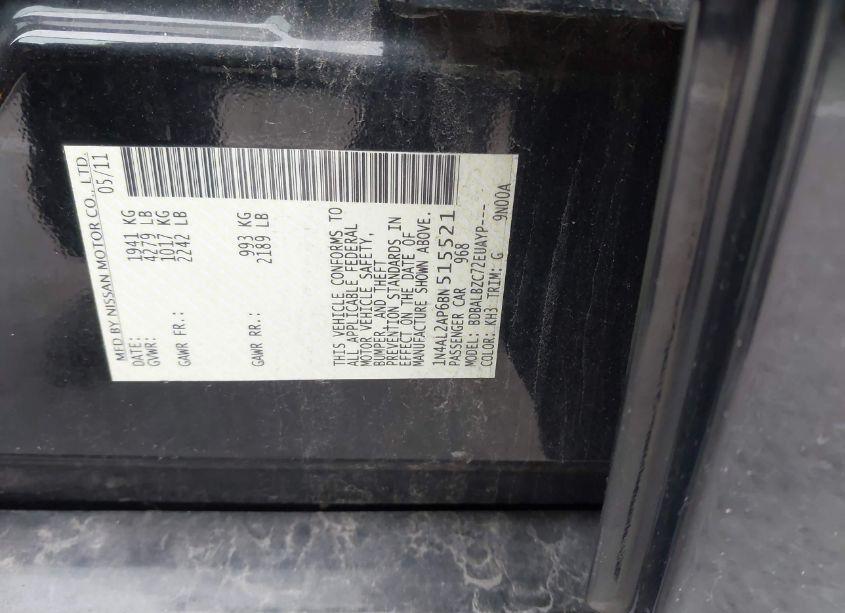 Photo 9 of 2011 Nissan Altima 2.5 S (VIN 1N4AL2AP6BN515521)