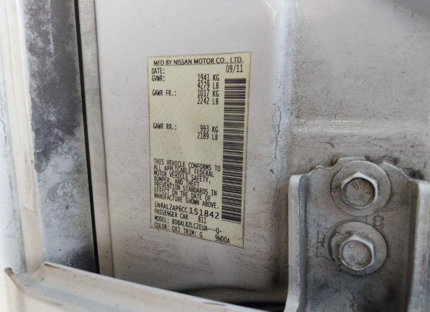 Photo 9 of 2012 Nissan Altima 2.5 S (VIN 1N4AL2AP6CC151842)