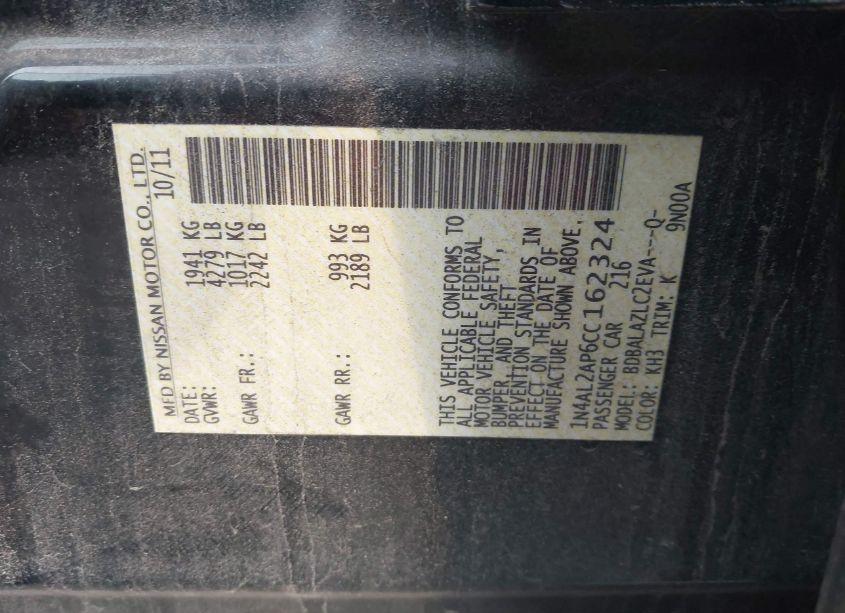 Photo 9 of 2012 Nissan Altima 2.5 (VIN 1N4AL2AP6CC162324)