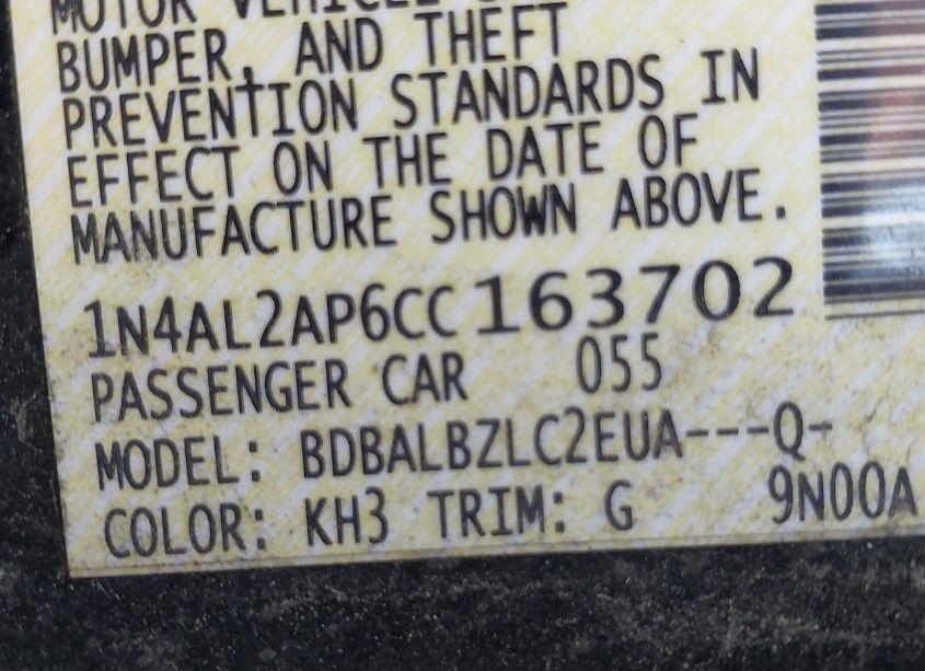 Photo 9 of 2012 Nissan Altima 2.5 S (VIN 1N4AL2AP6CC163702)