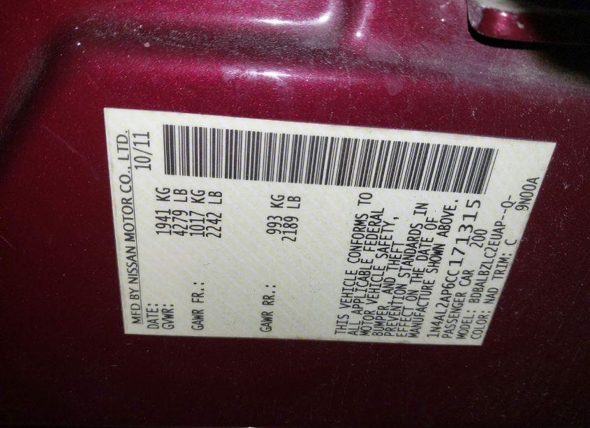 Photo 9 of 2012 Nissan Altima 2.5 S (VIN 1N4AL2AP6CC171315)