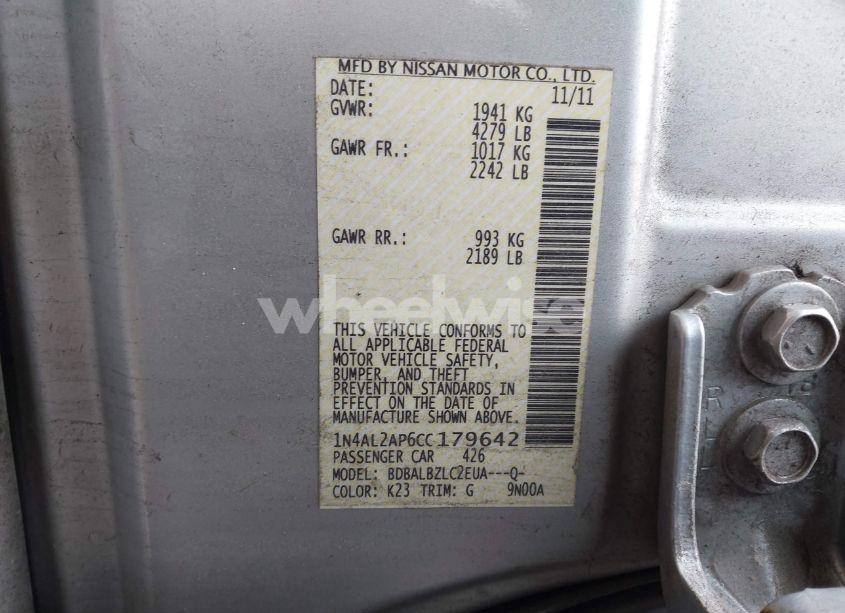 Photo 9 of 2012 Nissan Altima 2.5 S (VIN 1N4AL2AP6CC179642)