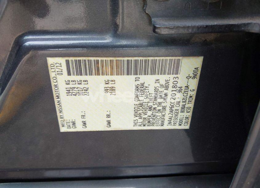 Photo 9 of 2012 Nissan Altima 2.5 S (VIN 1N4AL2AP6CC201803)