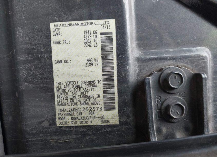 Photo 9 of 2012 Nissan Altima 2.5 (VIN 1N4AL2AP6CC252573)