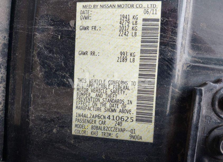 Photo 9 of 2012 Nissan Altima 2.5 S (VIN 1N4AL2AP6CN410625)