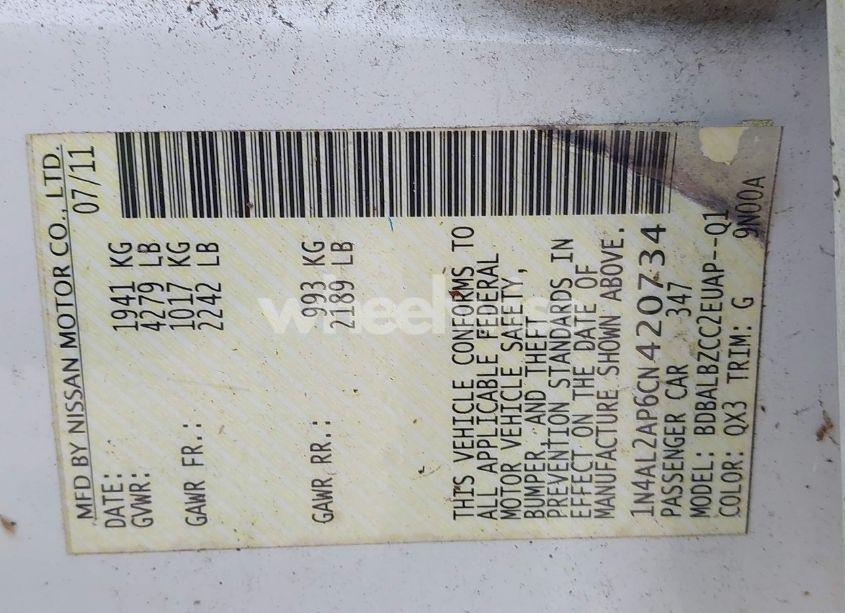 Photo 9 of 2012 Nissan Altima 2.5 S (VIN 1N4AL2AP6CN420734)