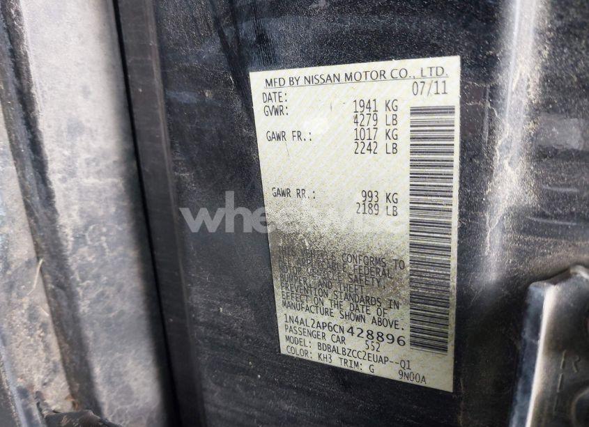 Photo 9 of 2012 Nissan Altima 2.5 S (VIN 1N4AL2AP6CN428896)