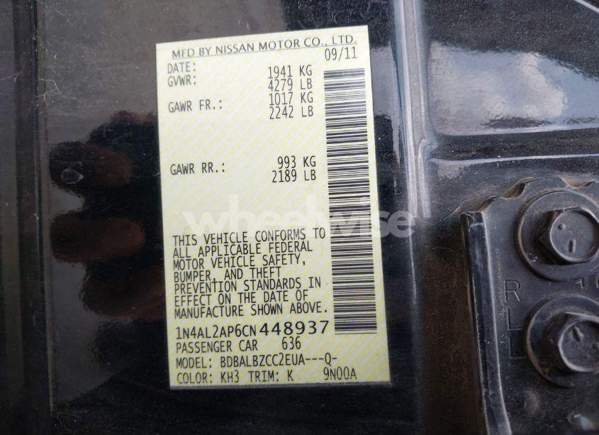 Photo 9 of 2012 Nissan Altima 2.5 S (VIN 1N4AL2AP6CN448937)