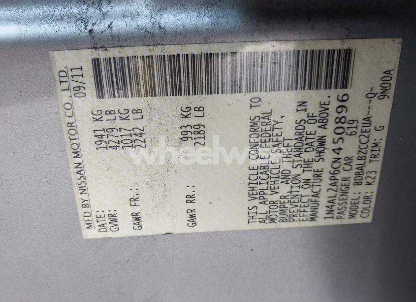 Photo 9 of 2012 Nissan Altima 2.5 S (VIN 1N4AL2AP6CN450896)