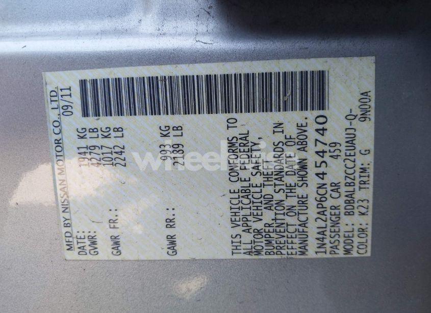 Photo 9 of 2012 Nissan Altima 2.5 S (VIN 1N4AL2AP6CN454740)