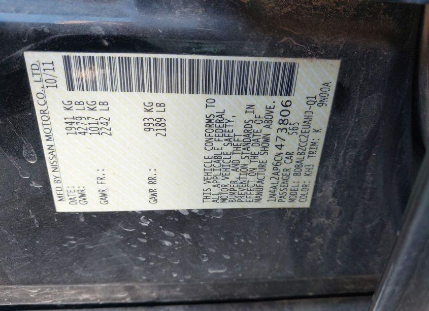 Photo 9 of 2012 Nissan Altima 2.5 S (VIN 1N4AL2AP6CN473806)