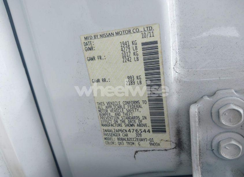 Photo 9 of 2012 Nissan Altima 2.5 S (VIN 1N4AL2AP6CN476544)