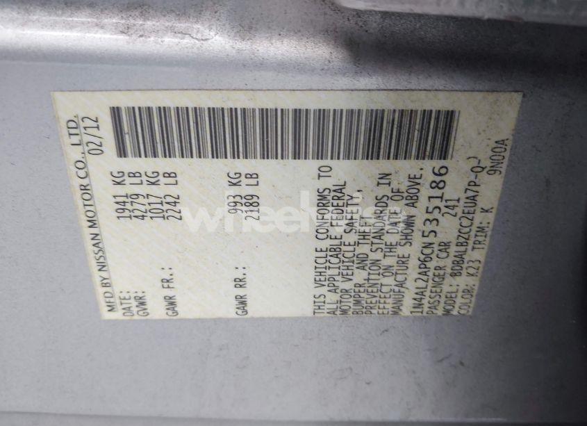 Photo 9 of 2012 Nissan Altima 2.5 S (VIN 1N4AL2AP6CN535186)