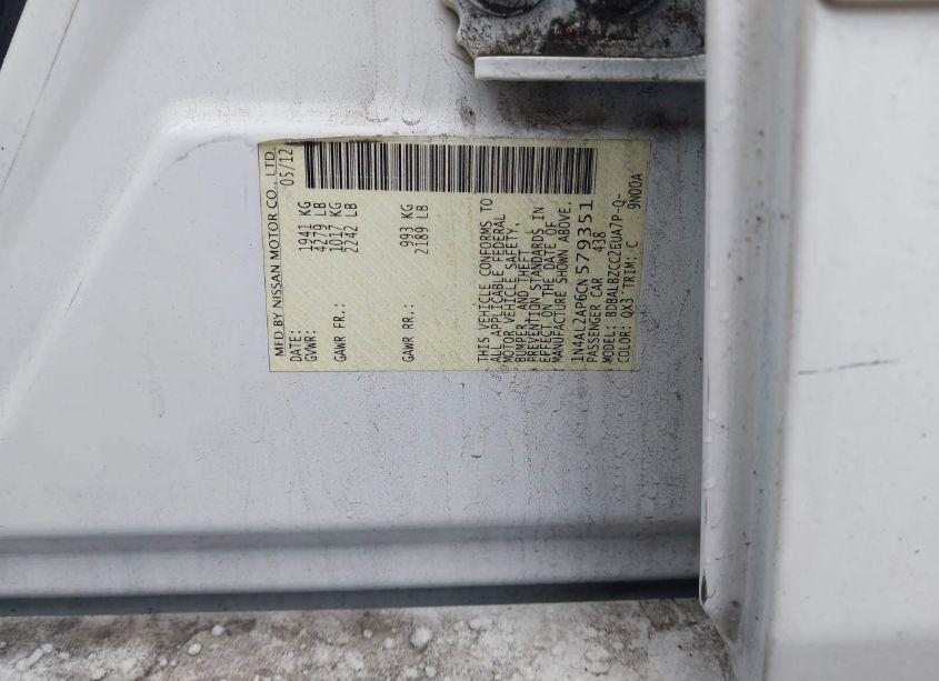 Photo 9 of 2012 Nissan Altima 2.5 S (VIN 1N4AL2AP6CN579351)