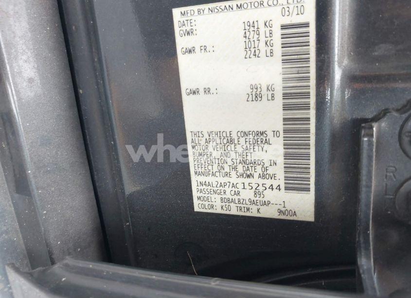 Photo 9 of 2010 Nissan Altima 2.5 S (VIN 1N4AL2AP7AC152544)