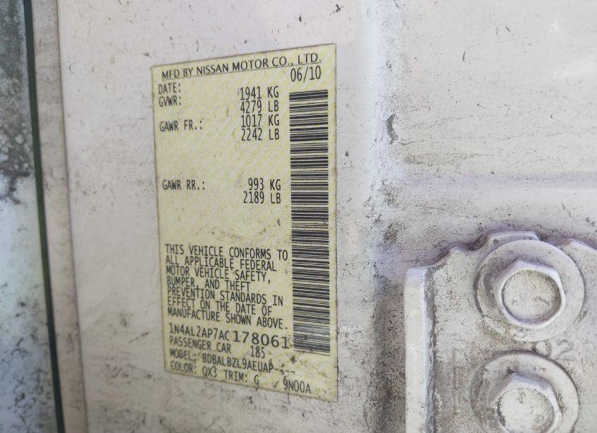 Photo 9 of 2010 Nissan Altima 2.5 S (VIN 1N4AL2AP7AC178061)