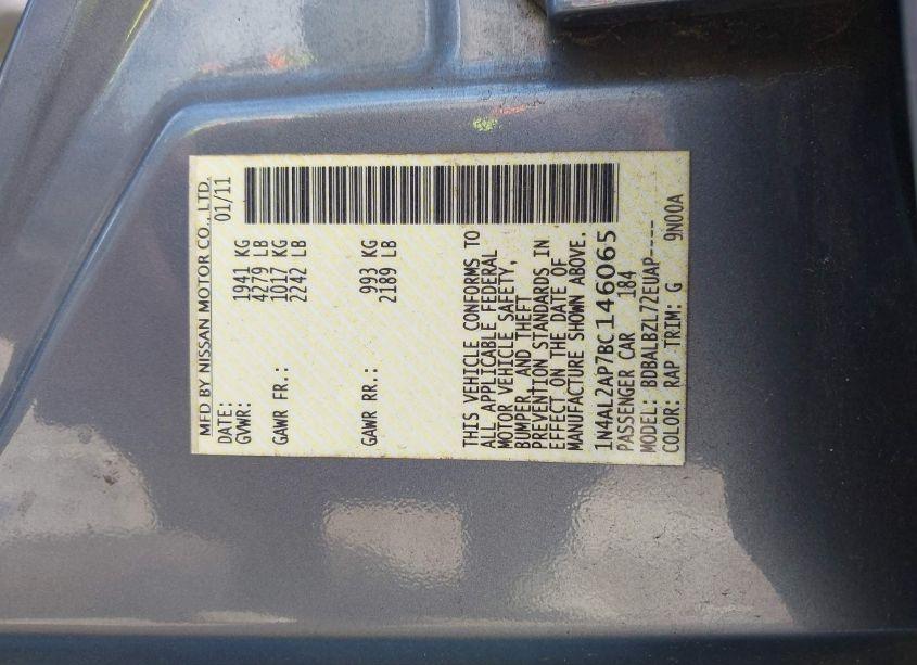 Photo 9 of 2011 Nissan Altima 2.5 S (VIN 1N4AL2AP7BC146065)